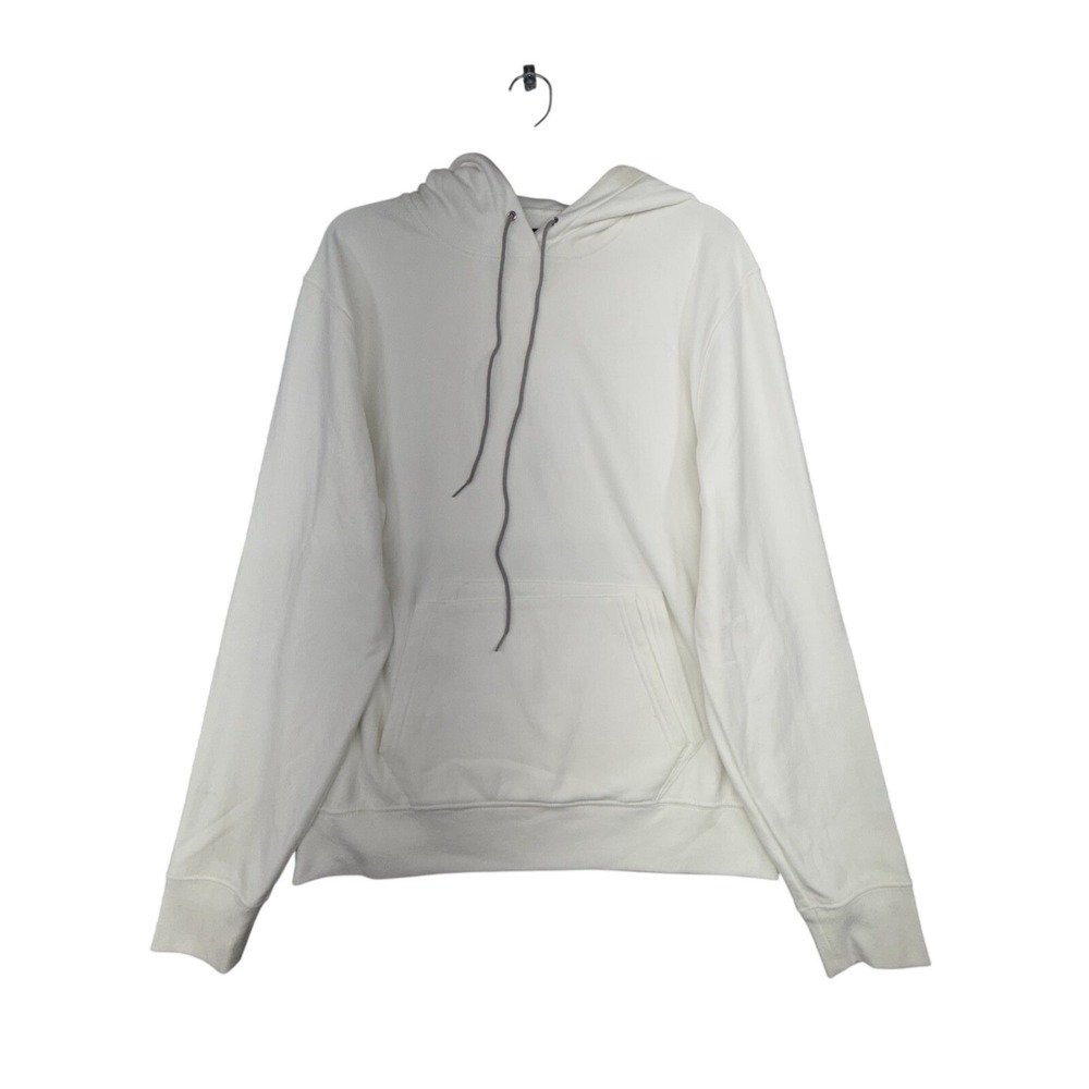 7 For All Mankind Hoodie Mens M White Pullover Hooded Cotton Casual Lightweight